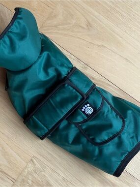 Teal Quilted Dog Coat with Paw Logo